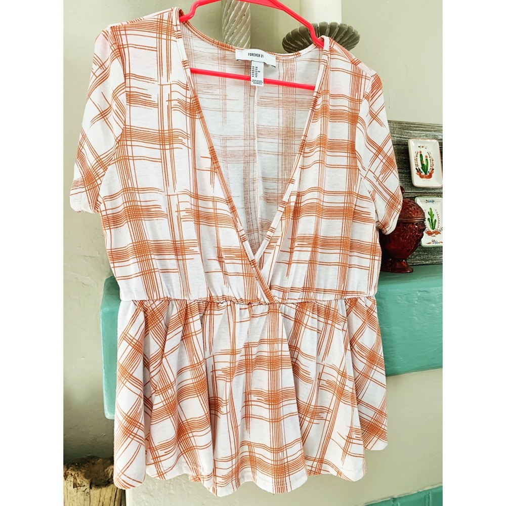 Forever 21 // Peplum Top // White & Orange